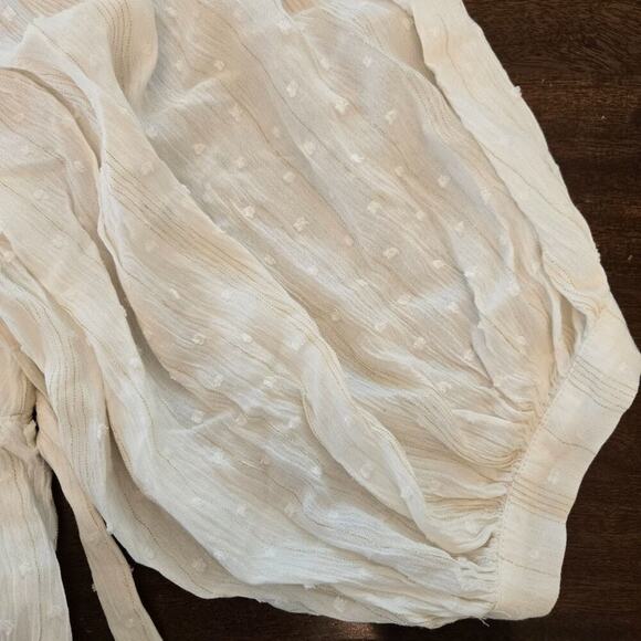 NWT Molly Bracken Women's White Short Dotted Swiss Dress Off White Gold Size XL - Picture 6 of 13